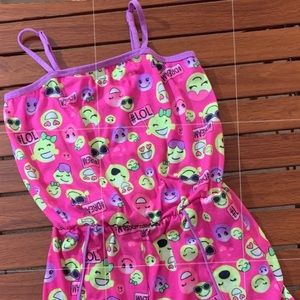 🍀Justice Sleepwear Romper with emojis.
